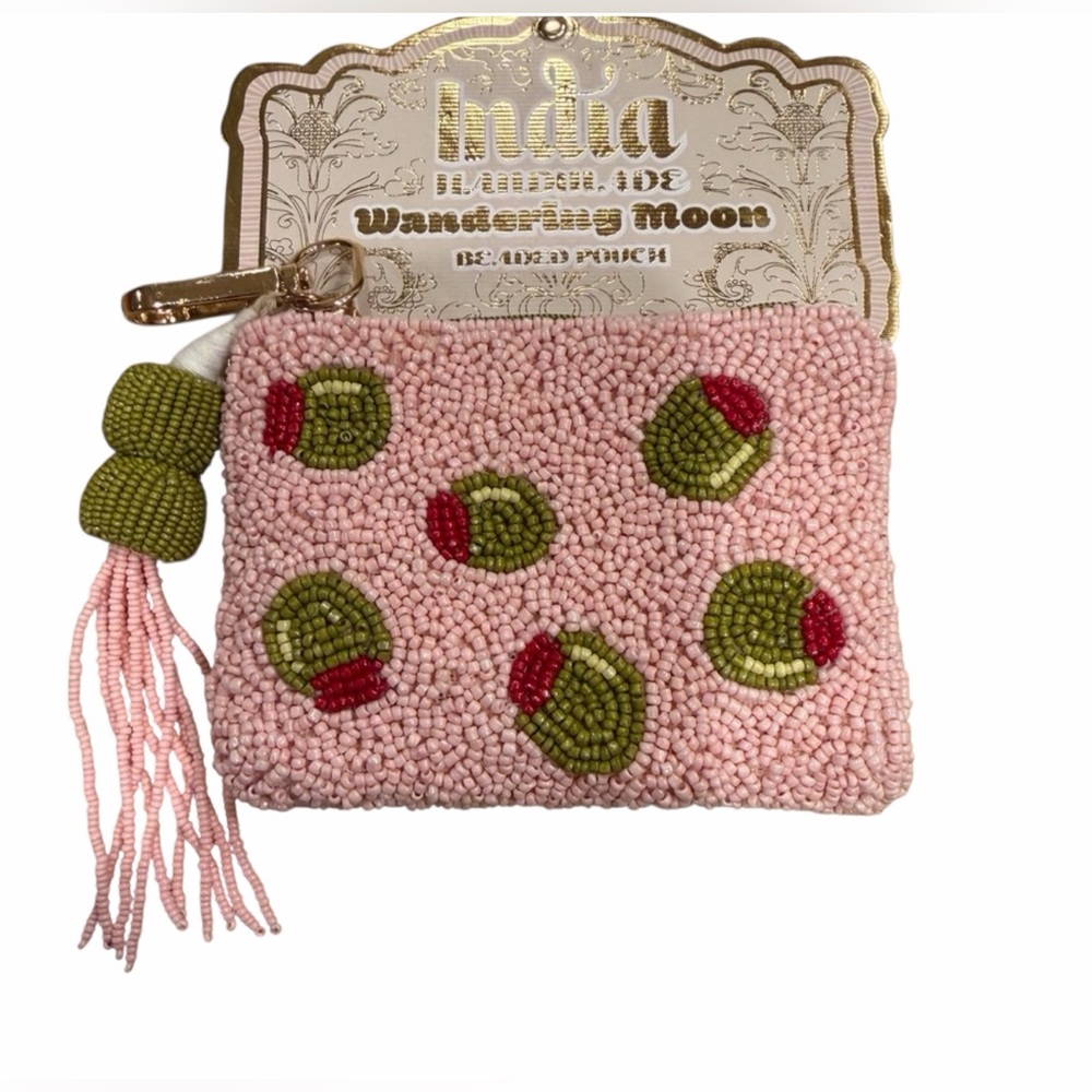 Pink Beaded Olives with Martini Coin purse with keychain